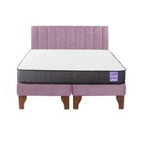 5º Sueño - Cama Europea King + Respaldo Tubular Madera Rosado