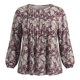 thumbnail image 5 of GRACIA Y GRANDEZA Mujeres Tallas Grandes Tops de Vacaciones Estampado Floral con Pliegues en el Frente Cuello Redondo Mangas de Linterna Blusas Modernas 4X Burdeos Profundo, 5 of 7