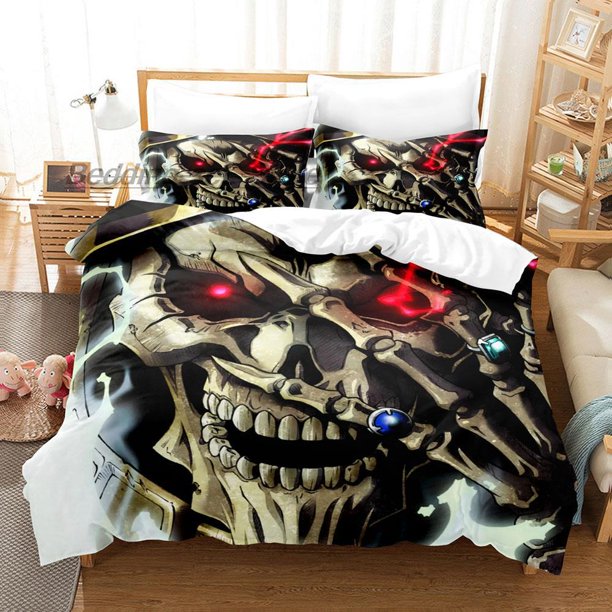 OVERLORD Bedding Set Bed Set Aldult Kid Bedroom Duvetcover Sets Skeleton