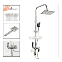 Genérico - Columna Ducha Rectangular Con Monomando Ducha Telefono Bidet Gris