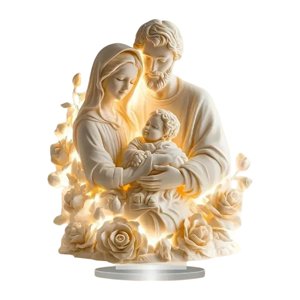 Bothyi - 2D Jesús Decoración De La Figura Santa Decoración Del Hogar Religioso Para El Gabinete Ministerio Del Hogar White Holy Family