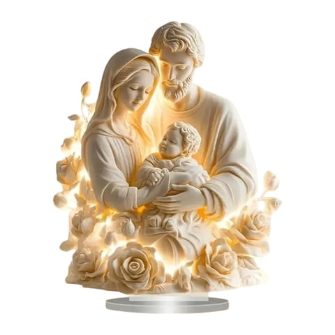 Bothyi - 2D Jesús Decoración De La Figura Santa Decoración Del Hogar Religioso Para El Gabinete Ministerio Del Hogar White Holy Family