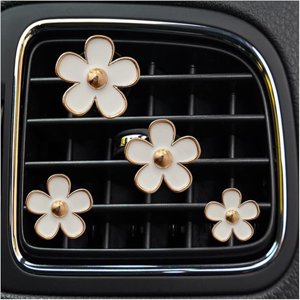 Veat00L - Cuatro Clips De Ventilación Decorativos Para Salidas De Aire De Automóviles, Diseño De Apariencia De Flores, Dirección De Conversión De 90 °, Ambientador De Automóviles Para Mujeres Y Niñas