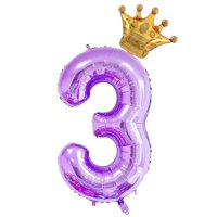 Set De Globos Grnsce Con Forma De Corona Número 3, Color Morado, 40 Cm, Para Tercer Cumpleaños