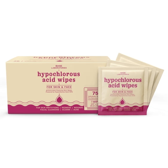 Toallitas con ácido hipocloroso BASE LABORATORIES para rostro y piel 75