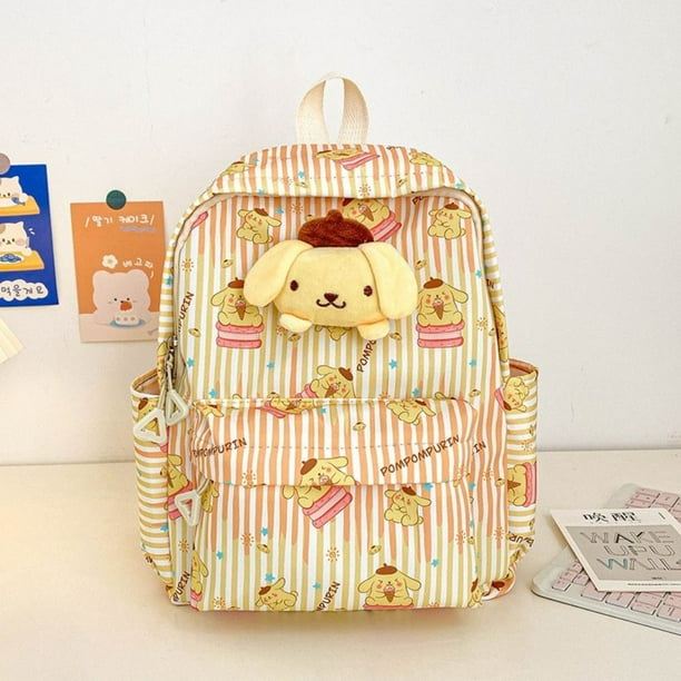 High Quality Canvas School Backpack Cute Pattern Portable Schoolbag Large Capacity Cartoon Print Travel Bag