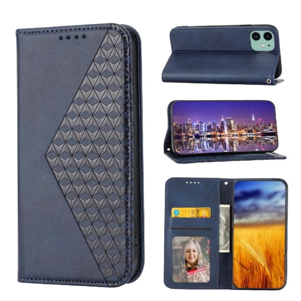 Funda Flip FOXDOCK para iPhone 11 Pro , Estilo Billetera con Diseño Rombo, Correa de Mano y Soporte, Uso Diario