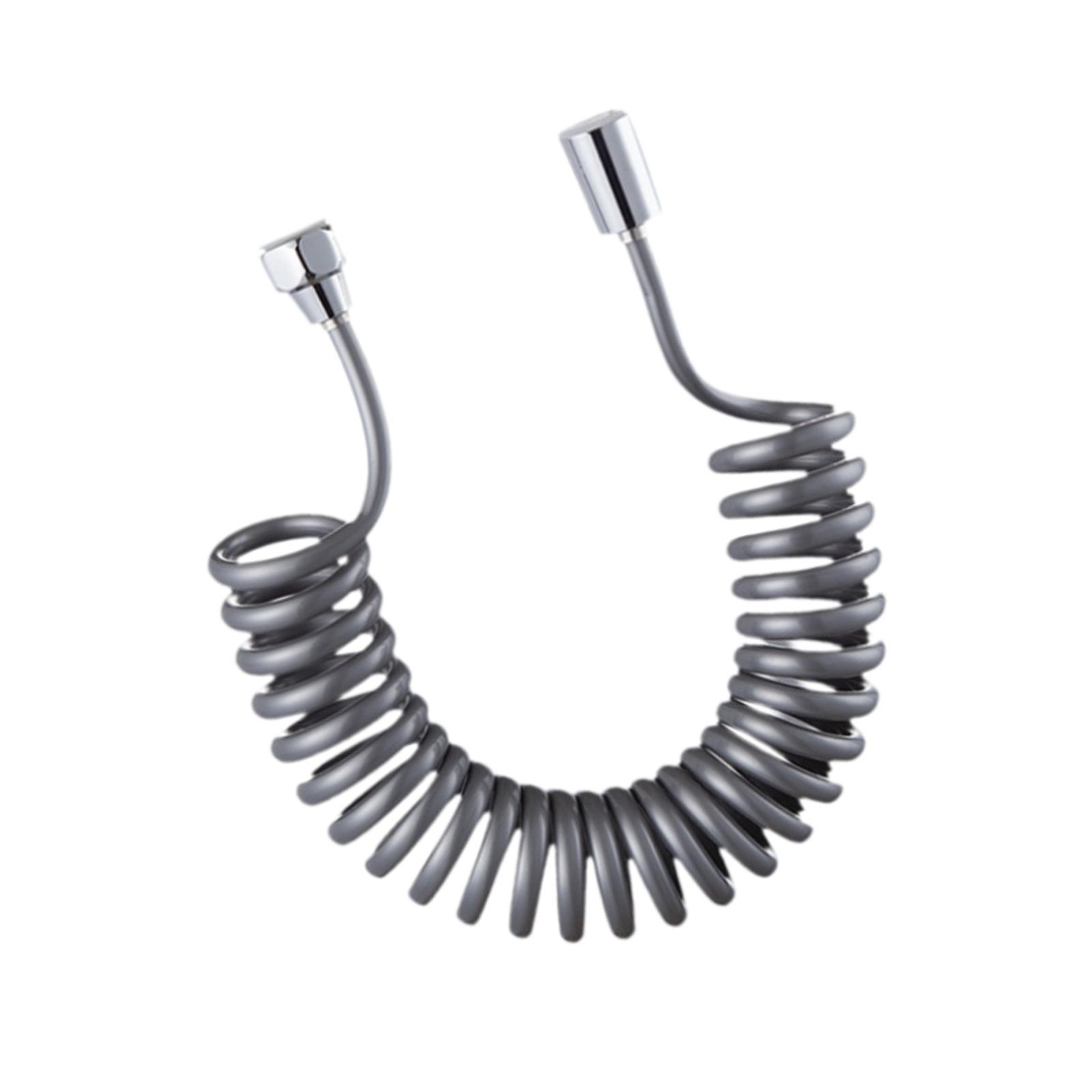 Magideal - Manguera De Ducha Flexible Con Resorte, Manguera De Ducha Flexible En Espiral Telescópica Antigiro Para Baño, Rociador De Bidé Con Cabezal De Ducha De Gris Oscuro