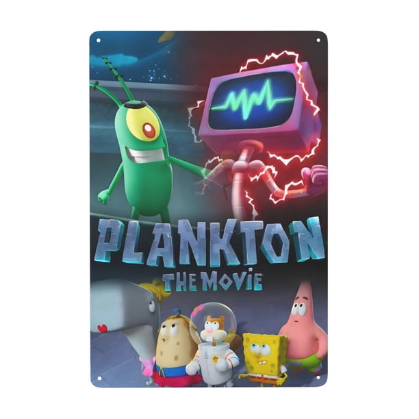 Plankton: La película Cartel de metal, decoración de pared con cartel de metal personalizado, regalos para aficionados, amigos, familia y seres queridos 30x20 cm