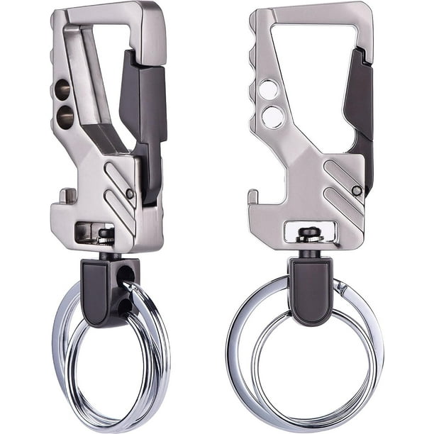 Paquete de 2 llaveros abridores de botellas para autos para hombres y mujeres. Paquete de 2 llaveros con clip, llavero de acero inoxidable, llavero multiherramienta abridor de botellas. Llaveros para