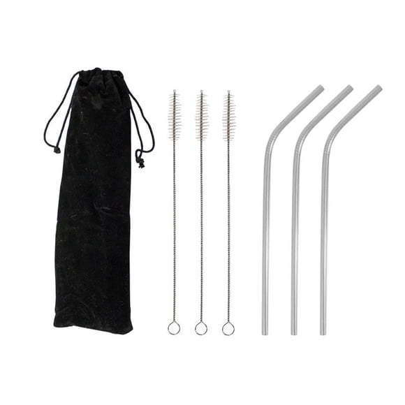 Bombilla Acero Inoxidable Plateada X 3
