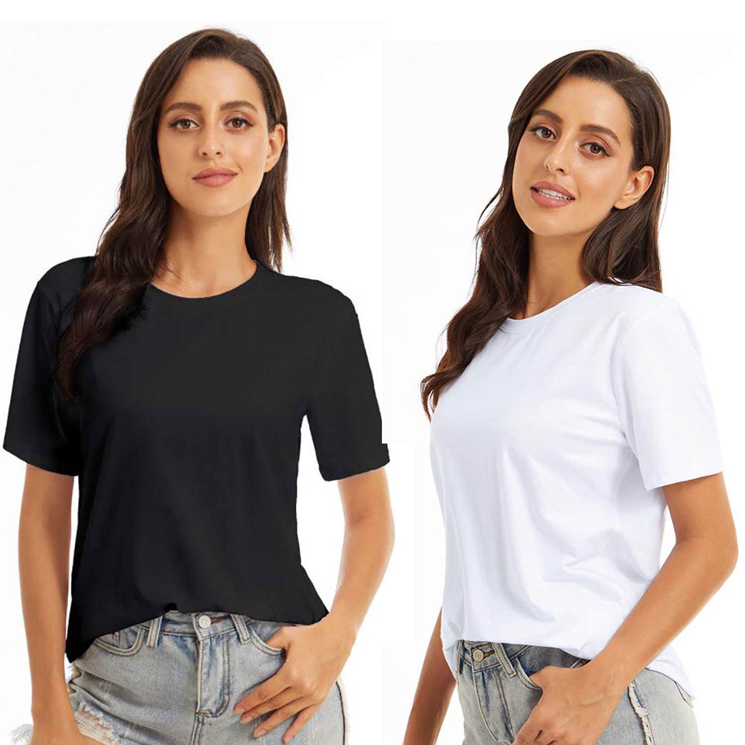 Malltradecl - Pack 3 Camiseta Básica Manga Corta Con Bambú Mujer 2negro+1blanco