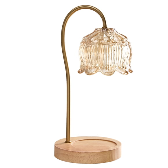 Lámpara Calienta Velas Home Decor Amber 13 Base Madera Vidrio