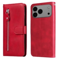 Gangxun - Funda Con Cremallera Para Iphone 17 Pro Max, Carcasa Cartera De Cuero Pu Con Soporte Y Tarjetero