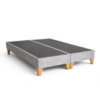 Lore - Base Cama 2 Plazas Lino Tapizada Premium - Reforzada Con Patas De Madera