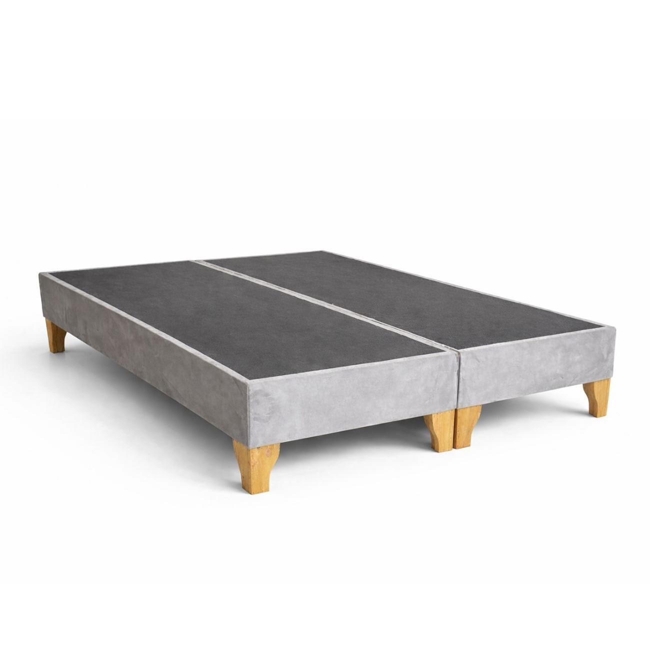 Lore - Base Cama 2 Plazas Lino Tapizada Premium - Reforzada Con Patas De Madera