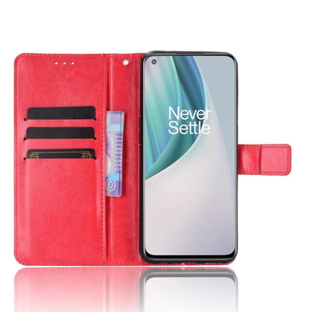 Funda tipo libro para OnePlus Nord N10 5G, cartera todo‑en‑uno, funda multifuncional con tarjetero y correa de muñeca desmontable