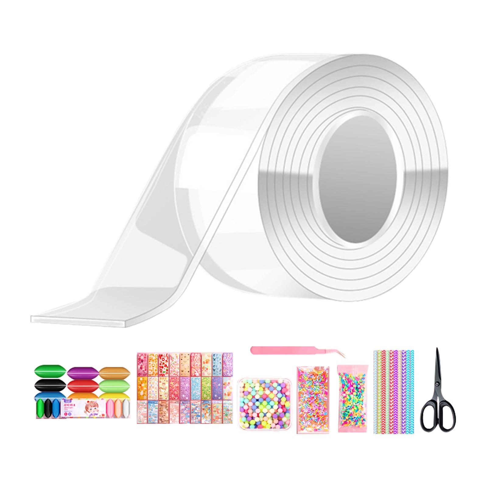 Magideal - Cinta De Doble Cara Para Hacer Burbujas Con Pajitas Y Lentejuelas, Ideal Para Manualidades, Impermeable, Creativa, Transparente, Hecha A Mano, Juguete Educativo Cinta Con Herramientas Completas