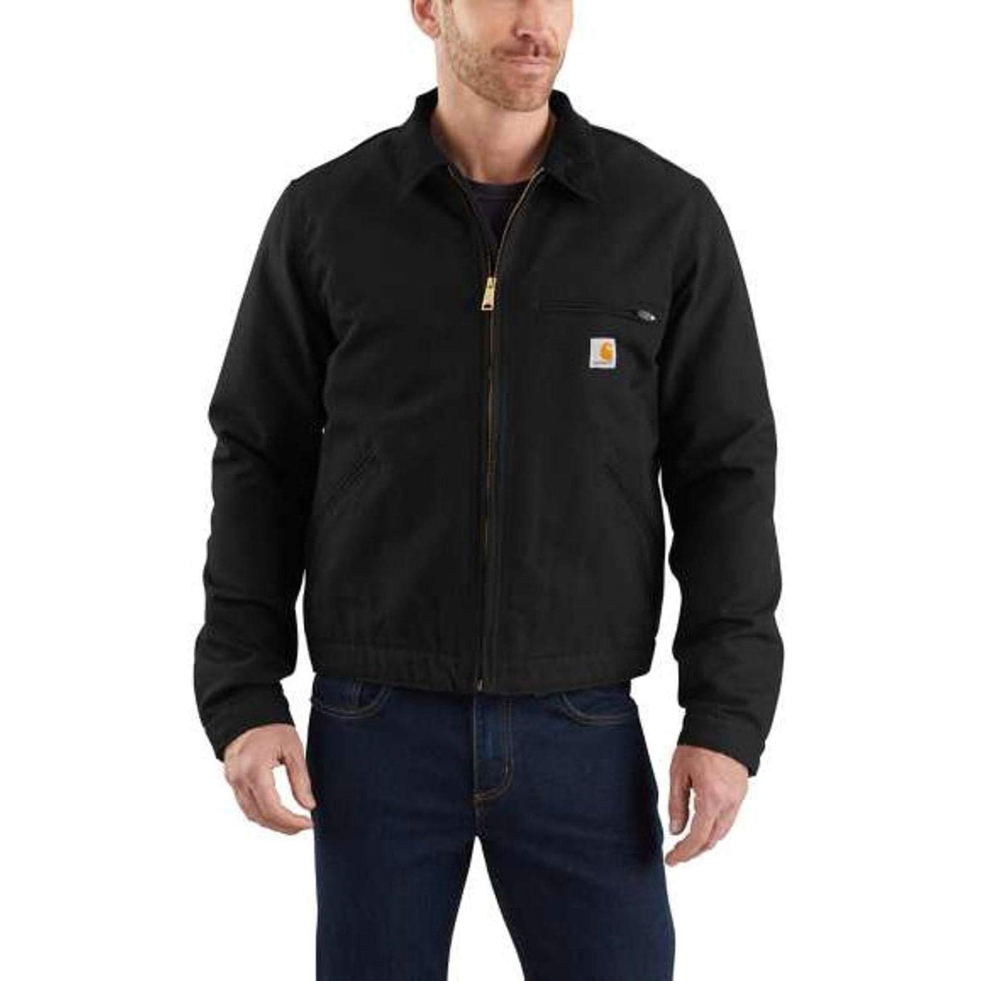 Chaqueta Carhartt Duck Detroit Para Hombre, Negra, 100% Algodón