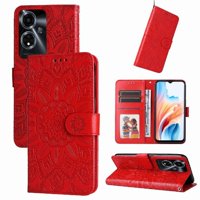 Funda Tipo Cartera Foxdock Para Oppo A59 5G , Diseño Girasol En Relieve, Cuero Pu, Cierre Magnético, Soporte Y Tarjetero