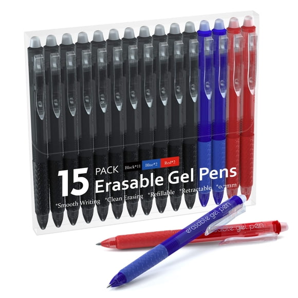 Bolígrafos de gel Lineon pack de 15 unidades retráctiles borrables de punta fina