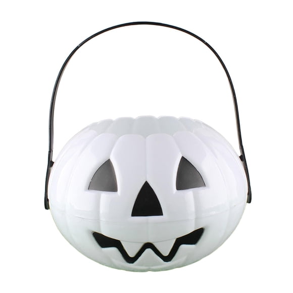 Cubo Ligero Para Truco O Trato De Halloween Para Niños, Niñas Y Festivales, Color Blanco