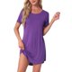 thumbnail image 1 of INSPIRE CHIC Camisón a Rayas Coloridas para Mujer Regreso a Clases Camiseta de Manga Corta Cuello Redondo Vestido Ligero Casual para Dormir L Púrpura, 1 of 6