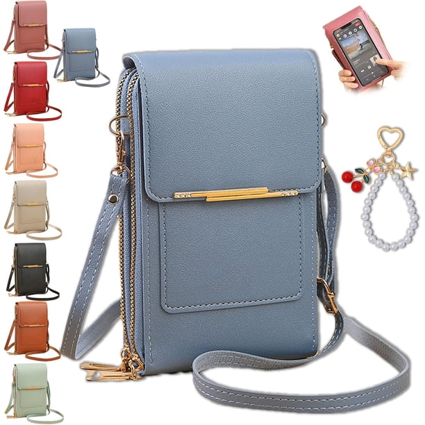 Bolso bandolera pantalla táctil mujer antirrobo móvil cuero impermeable hombro monedero cruzado