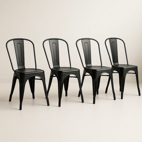 Klik Muebles - Pack De 4 Sillas Tolix Negras