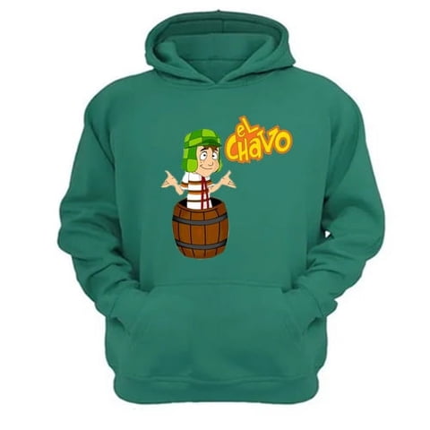 Genérico - Poleron Canguro El Chavo Del 8 Verde Aguamarina Talla S Unisex