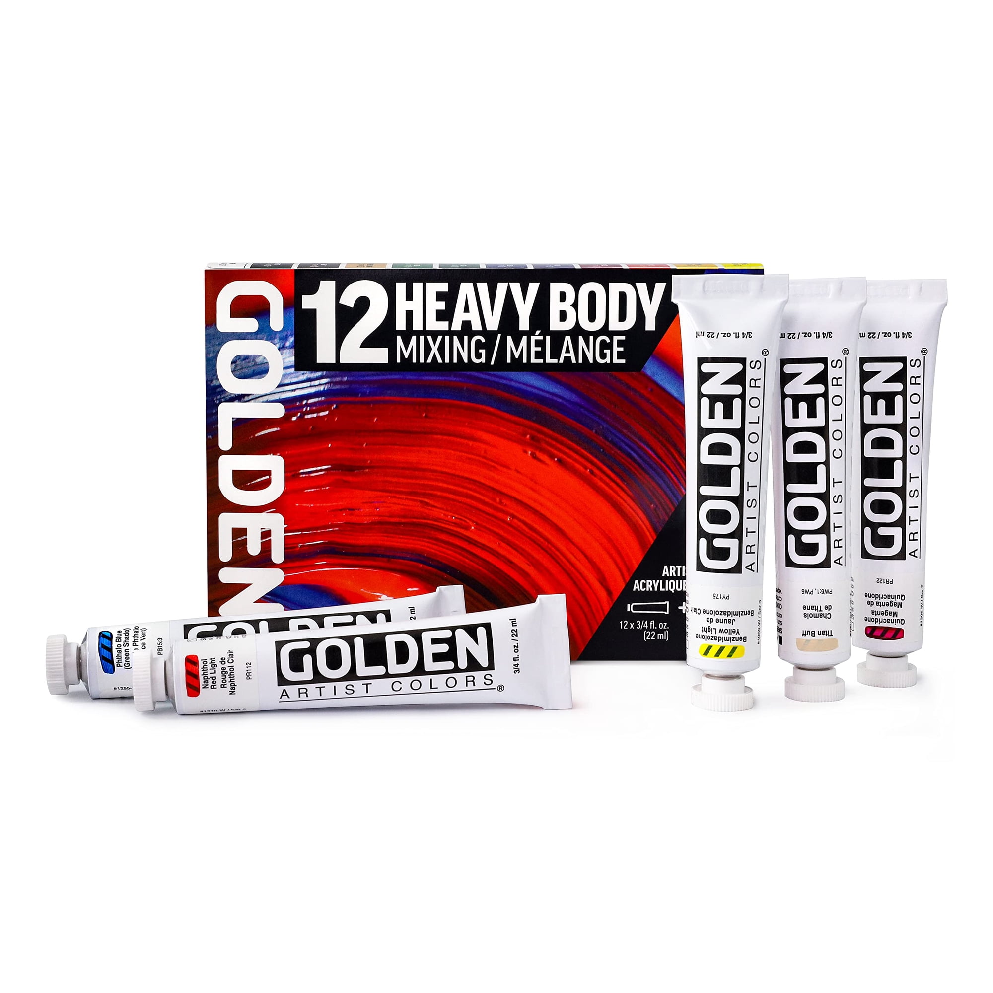 Set De Pintura Acrílica Golden Heavy Body 12 Colores Para Mezclar