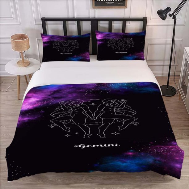 Gemini Zodiac Symbol Pattern Three-Piece Set Soft And Comfortable Bedding Set