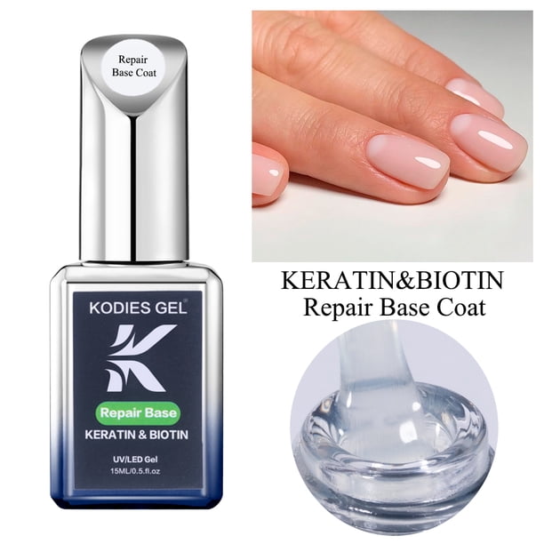 KODIES GEL 2024 NEW Repair Base Coat Gel Nail Polish UV/LED 15ML Keratin Biotin Nails Treatment Strengthener Base Primer Clear
