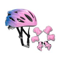 Ioensy - Casco De Bicicleta Para Niños Con Coderas Y Rodilleras Para Patinaje Sobre Ruedas Y Monopatín, Color Azul Y Rosa