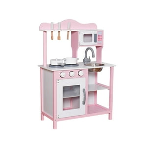 Cocina De Juguete Infantil Niños Madera Rosada Con Acc Bandú Rosa