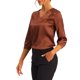 thumbnail image 4 of INSPIRE CHIC Blusas de Oficina Elegantes y Casuales para Mujer, Manga 3/4, Cuello en V, Camisa de Satén, Talla L, Marrón, 4 of 6