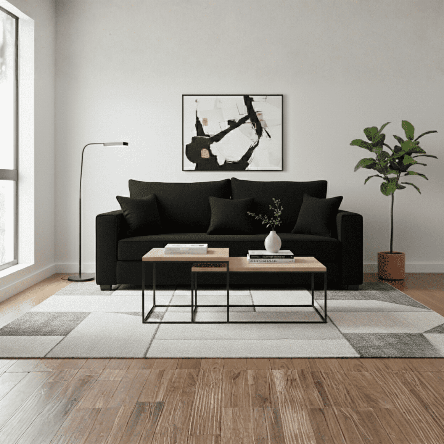 Construmuebles - Sofa Aurelia 3 Cuerpos Tela Negro