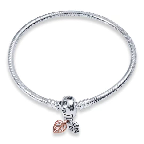 Pulsera HappyStar de cadena serpenteada en plata de ley 925, compatible con colgantes Pandora, con cierre de cabeza de Mickey Mouse – Regalo para adolescentes y mujeres