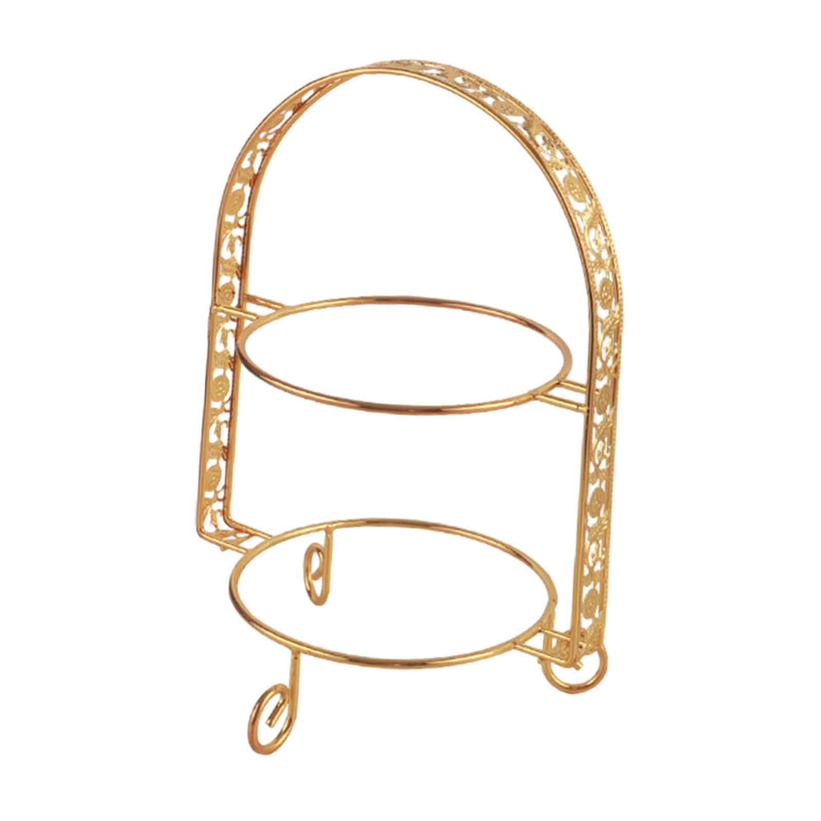 Magideal - Doble Capas De Postres Para Servir Cookies De Bandeja Accesorios Para La Rejilla Para La Bandeja Para La Cocina Versátil 31.5x23cm Titular De Pasteler Dorado