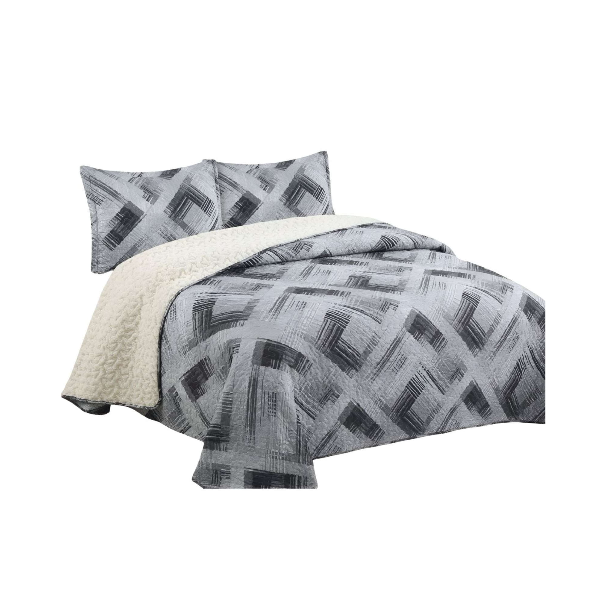 Feiya - Cubrecama Quilt Con Sherpa Plaza Y Media 180 X 230 Cm