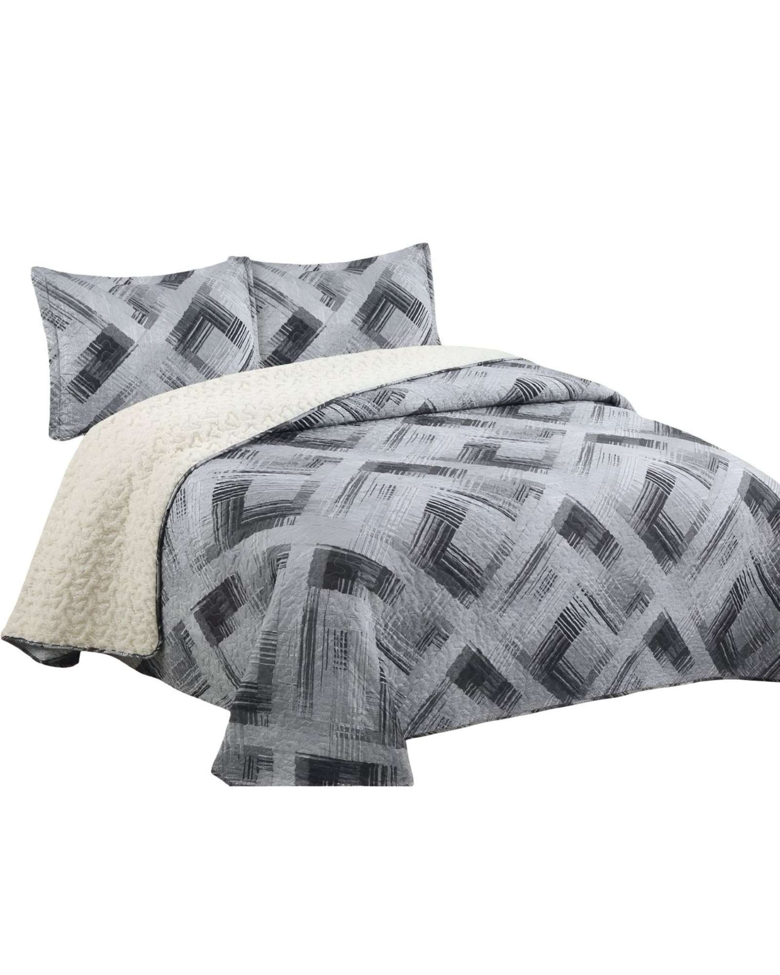 Feiya - Cubrecama Quilt Con Sherpa Plaza Y Media 180 X 230 Cm