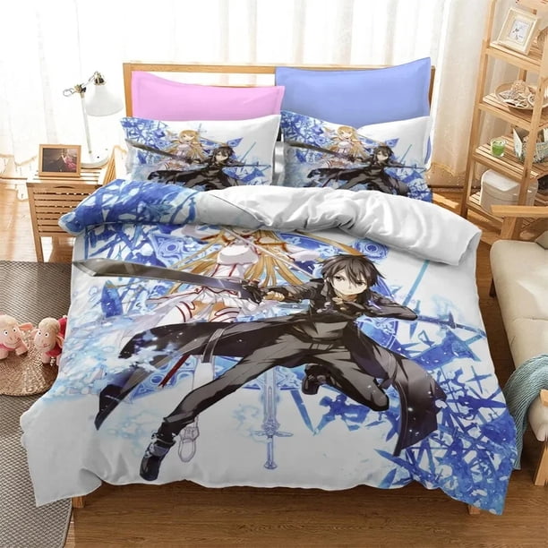 Anime Sword Art Online Duvet Cover Pillowcase Bedding Set Double Twin Full Adult Kids Bedclothes Quilt Cover Bed Sheets