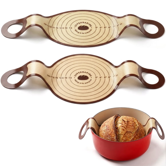 Superbaking – Set de 2 tapetes de silicona para pan (23 cm y 25 cm) redondo y ovalado