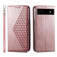 Funda Flip Foxdock Para Google Pixel 6A , Estilo Billetera Con Diseño Rombo, Correa De Mano Y Soporte, Uso Diario