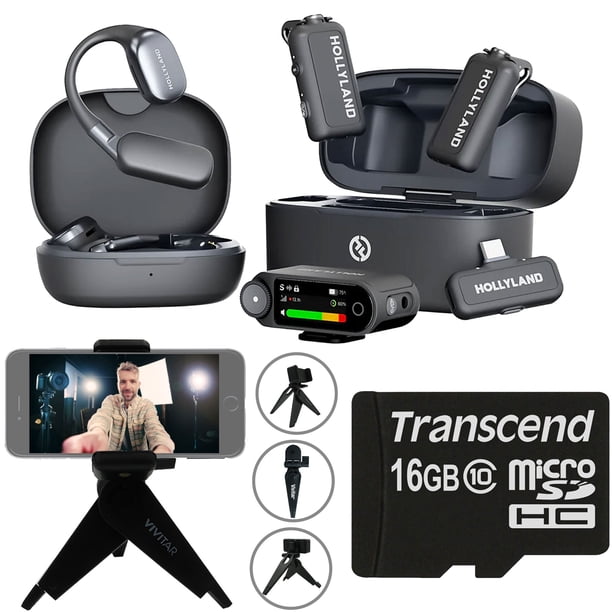 Sistema de micrófono inalámbrico Lavalier Hollyland LARK MAX 2 ULTIMATE COMBO para 2 personas con tr