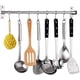 thumbnail image 2 of Ganchos de almacenamiento para cocina, de acero inoxidable, ahorradores de espacio, para utensilios de cocina, de pared, con riel para organizar 6/8 ganchos extraíbles para cocina, baño, hotel (40 cm,, 2 of 7