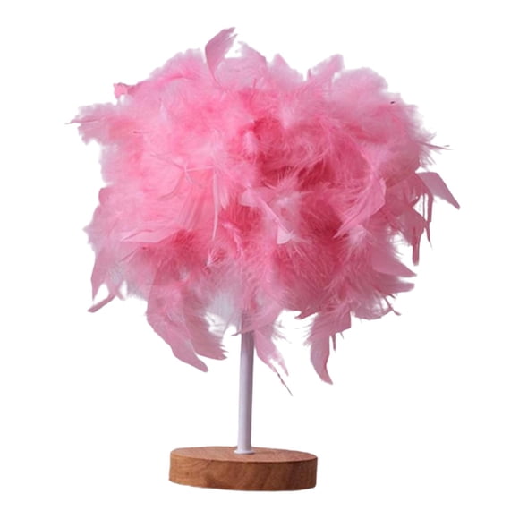 Lámpara De Mesa De Plumas Moderna, Luz De Escritorio, Romántica Para Boda, Dormitorio, Sala De Estudio, Rosa