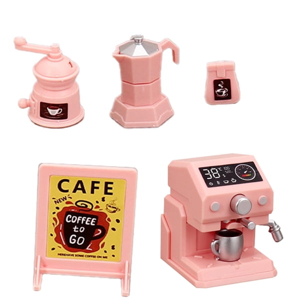 Cafetera en Miniatura, Juguetes de Cocina, Mini Electrodomésticos para Niñas Y Niños, Modelo de Escena, Casa de Muñecas Rosa, Muebles, Accesorios de C