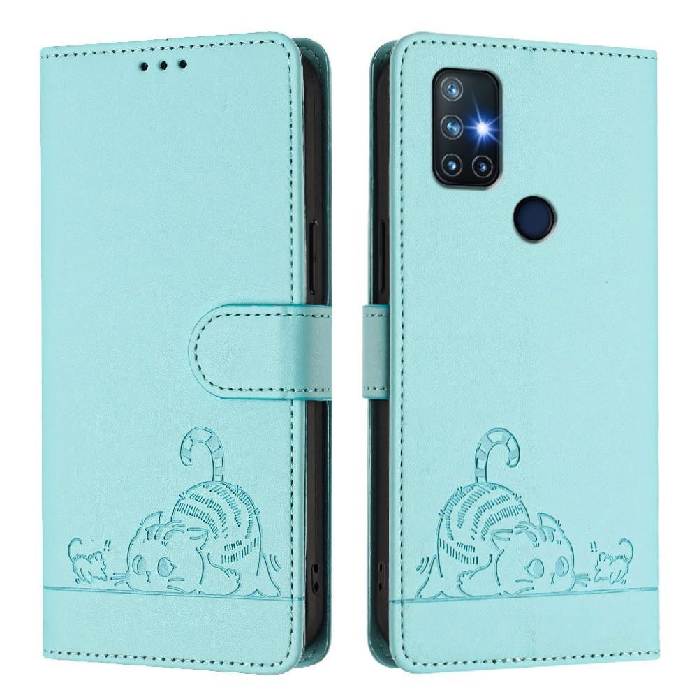 Funda Tipo Cartera Foxdock Para Oneplus Nord N10 5g Con Soporte, Ranuras, Rfid, Diseño De Gato