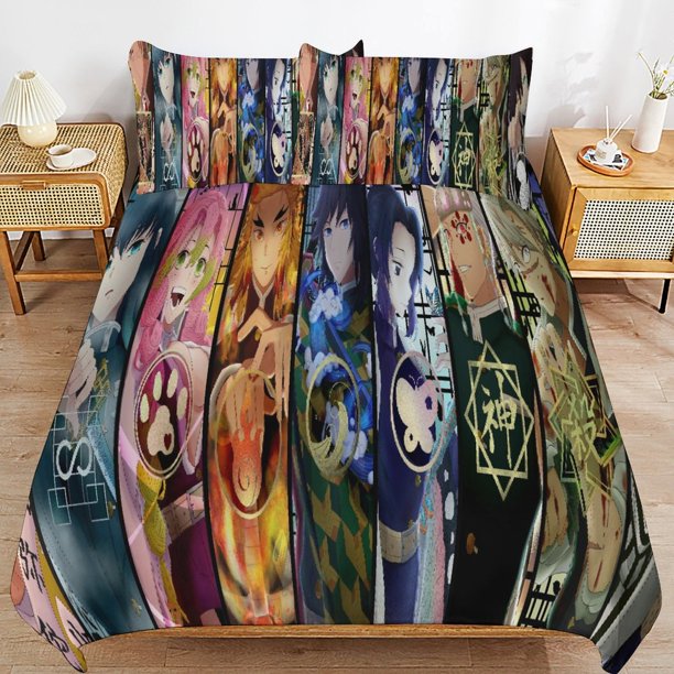 Demon-Slayer Demon-Slayer Bedding Set Sheet Set for Kids Adults,All Season Lightweight
